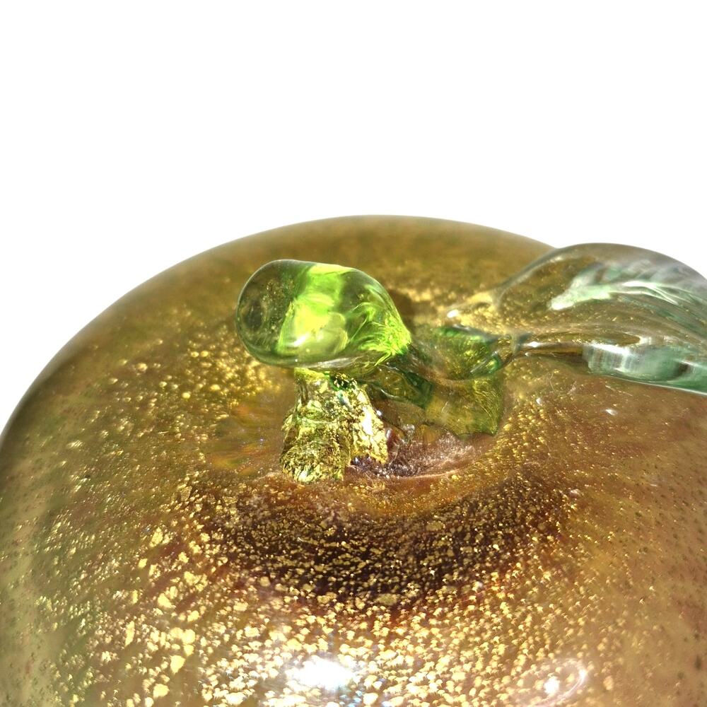 Vintage Morano Art Glass Hand Blown Apple Infused Gold Flecks Tabletop Decor - Picture 6 of 10